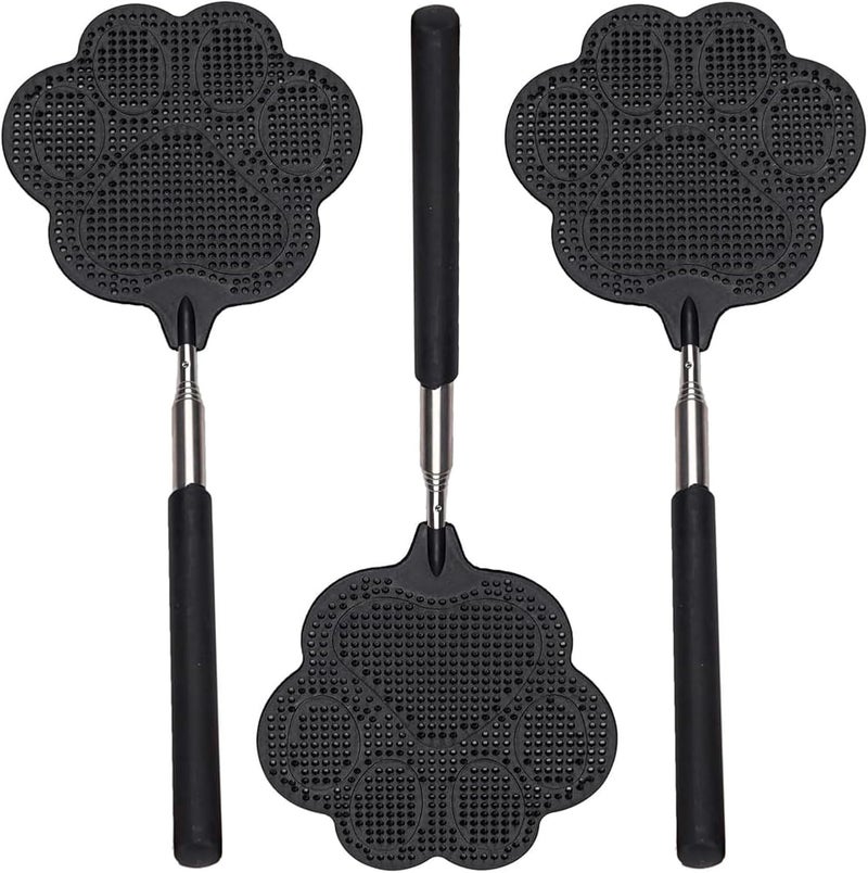redtrout Fly Swatter, Elescopic Fly Swatters, FlySwatter for Indoors, FlySwatter with Stainless Steel Handle 3PCS - Image 1